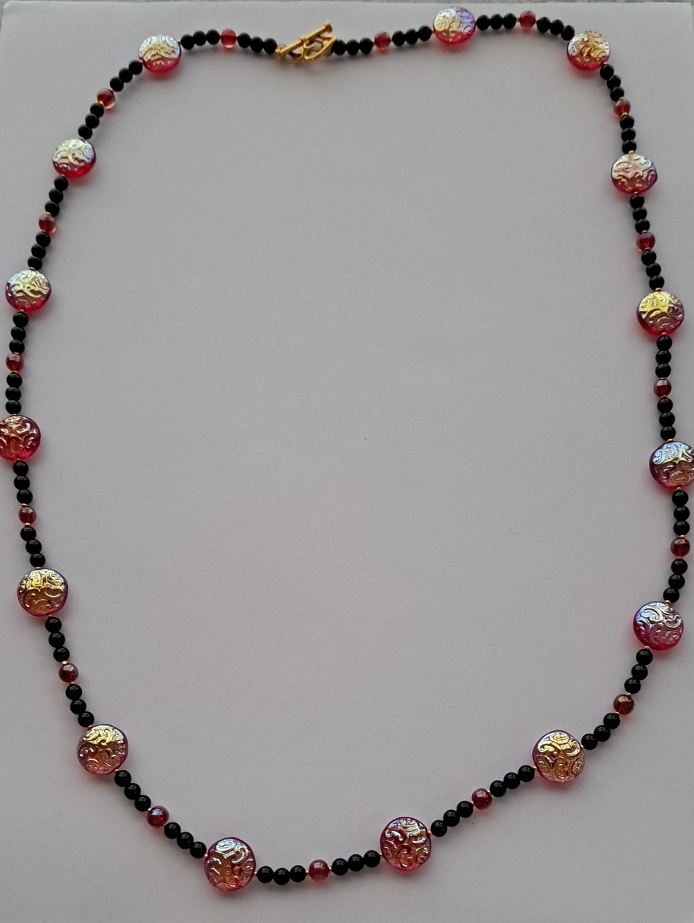 Handcrafted Red & Black Filigree Bead Necklace